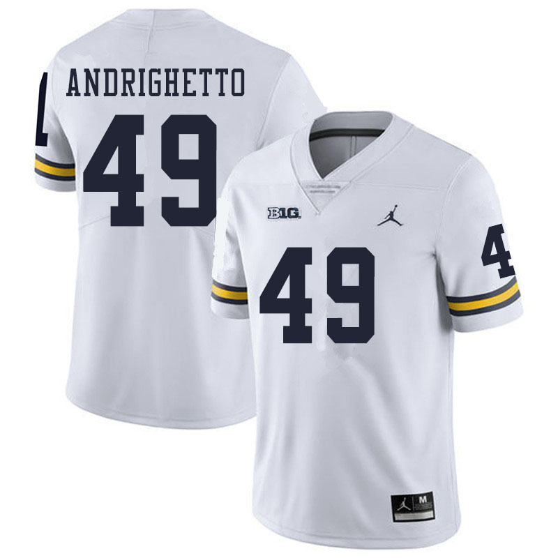 Men #49 Lucas Andrighetto Michigan Wolverines College Football Jerseys Sale-White - Click Image to Close